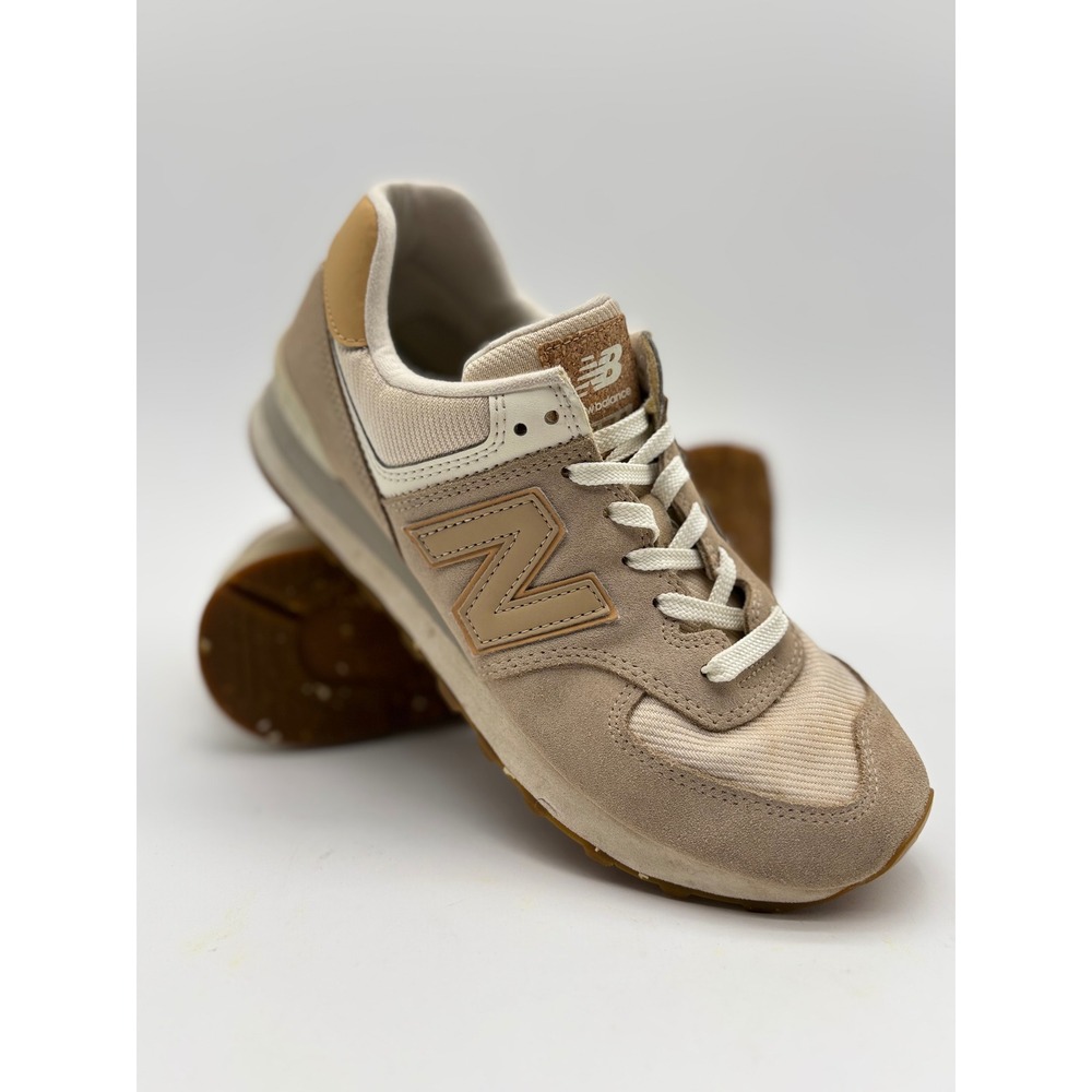 New Balance 574 Tan Beige Suede Corduroy Sneakers ML574AA2 Mens 7.5 Womens‎ 8.5